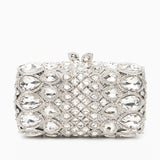 (CS) Reina Rhinestones Crystals Clutch Bag - Silver