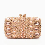 (CS) Reina Rhinestones Crystals Clutch Bag - Rose Gold