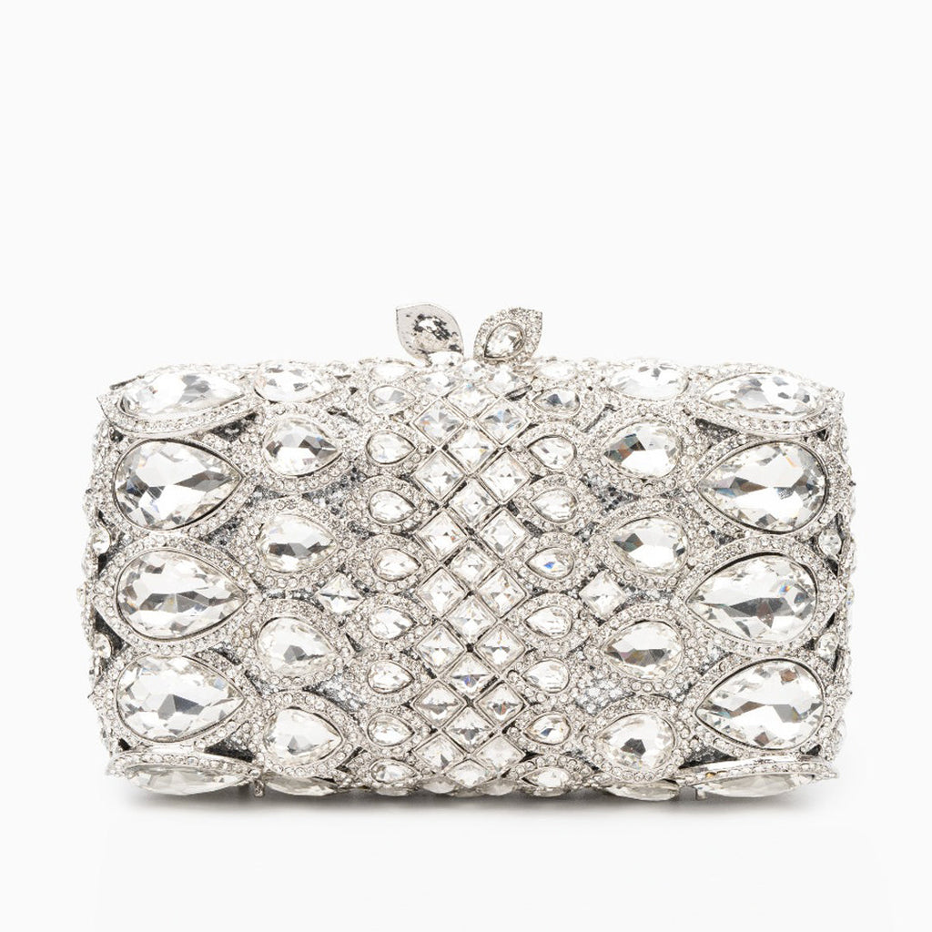 (CS) Reina Rhinestones Crystals Clutch Bag - Silver