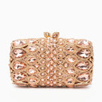 (CS) Reina Rhinestones Crystals Clutch Bag - Rose Gold