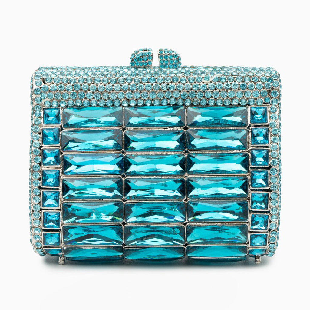 (CS) Victoria Crystals Clutch Bag - Sky Blue