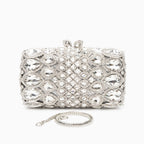 (CS) Reina Rhinestones Crystals Clutch Bag - Silver