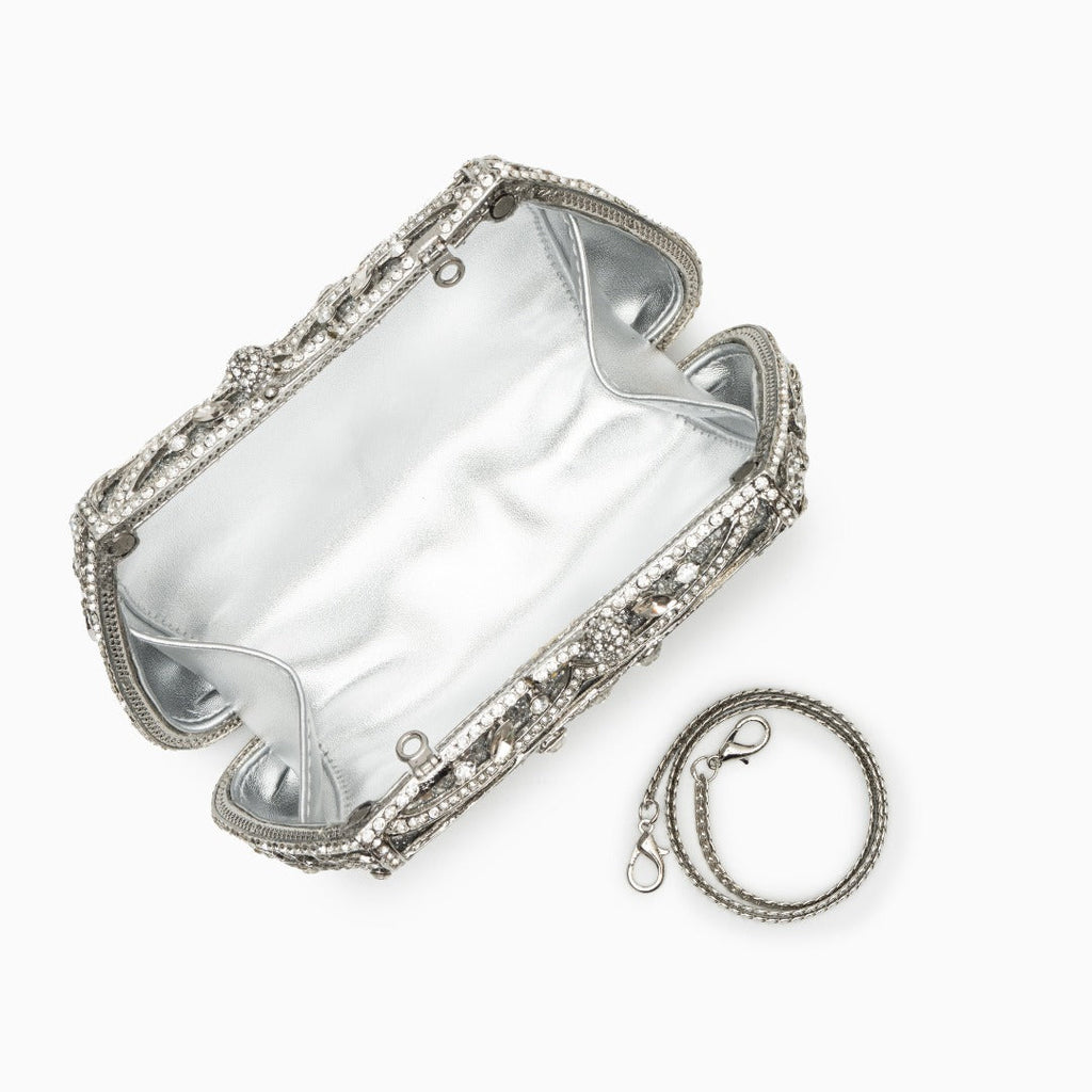 Ayanne Crystal Covered Clutch Bag - Silver