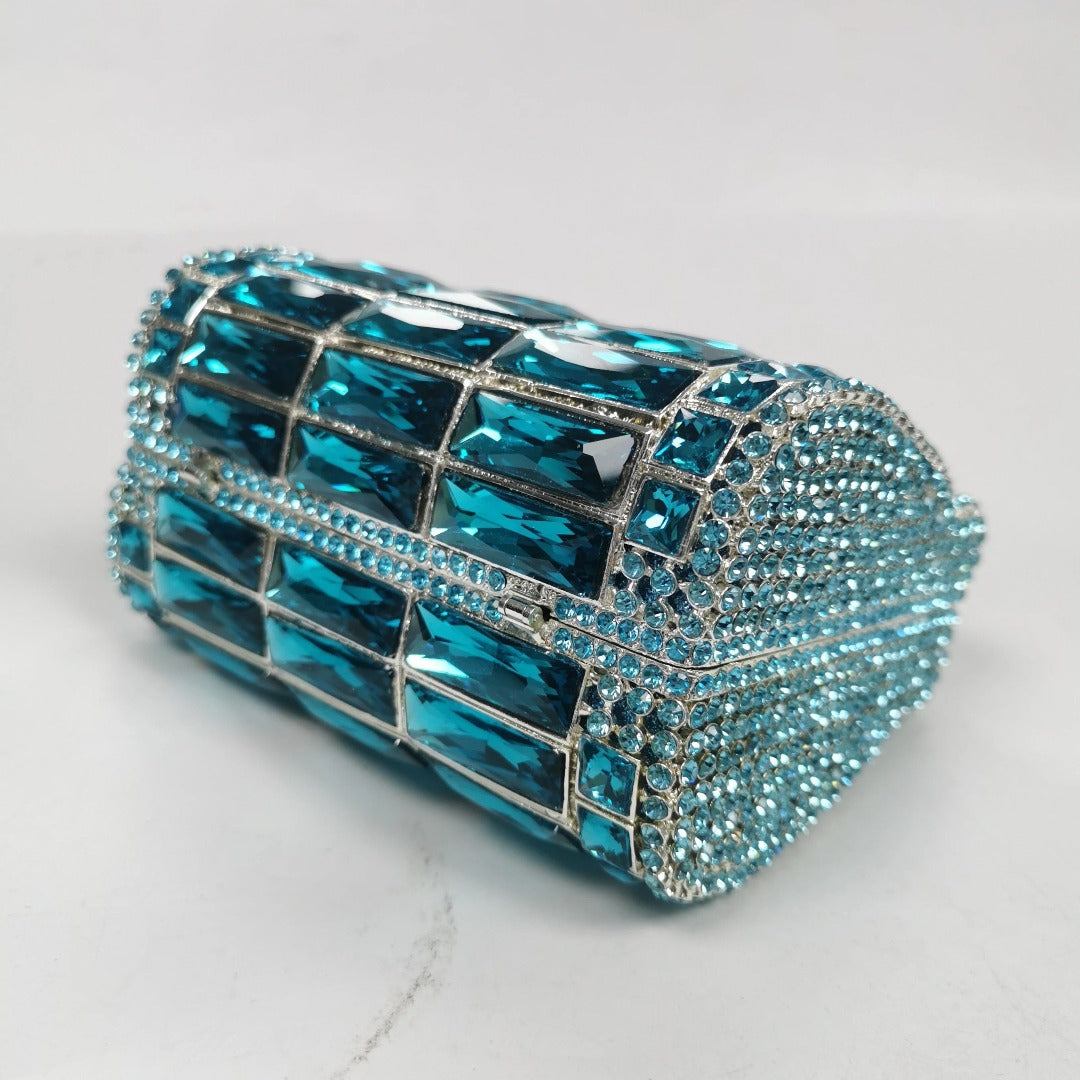 (CS) Victoria Crystals Clutch Bag - Sky Blue